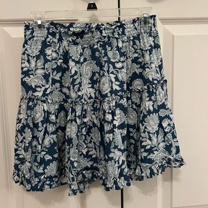 Shore Blue Floral Flounce Skirt